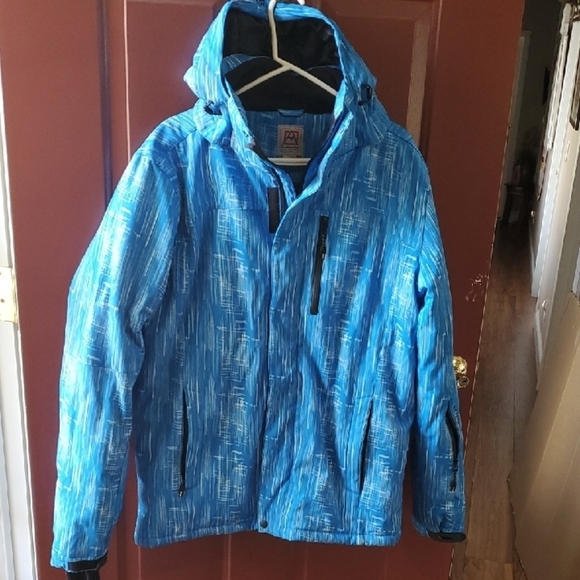 Avalanche Blue and White Softshell  Ski Jacket  Hood and Water-Resistant Fabric - Picture 1 of 16